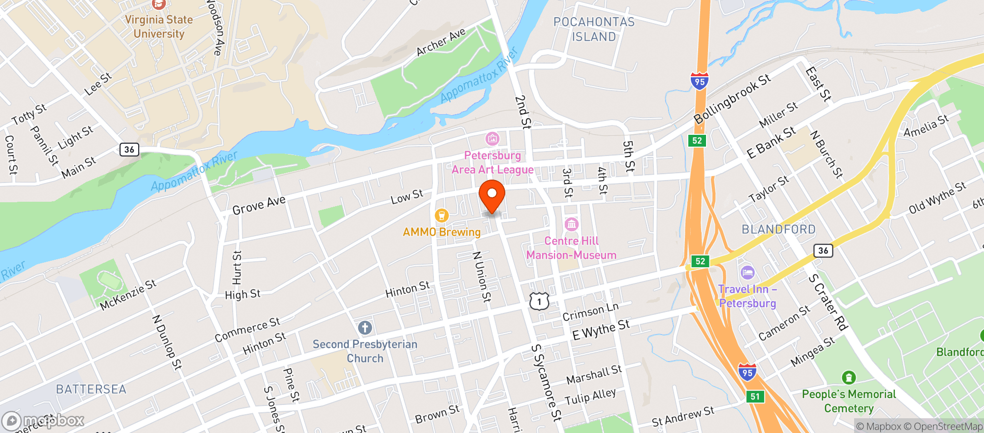 Map showing The Antique Garden LLC