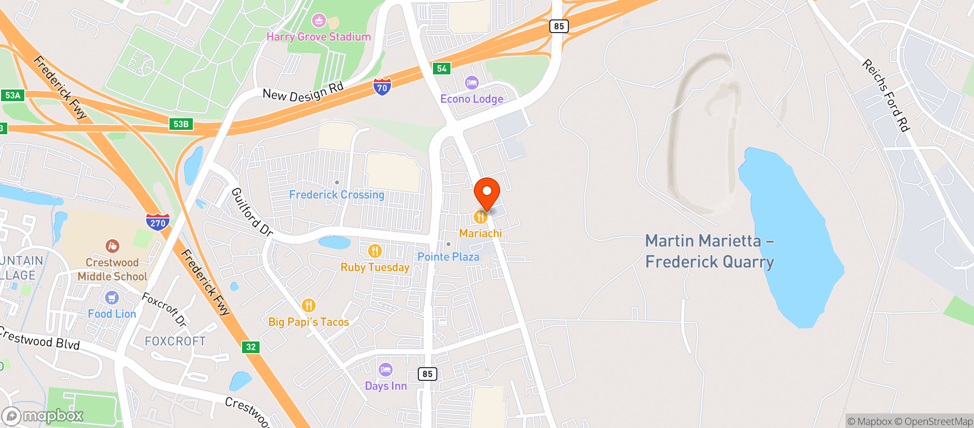 Map showing Mariachi Restaurant