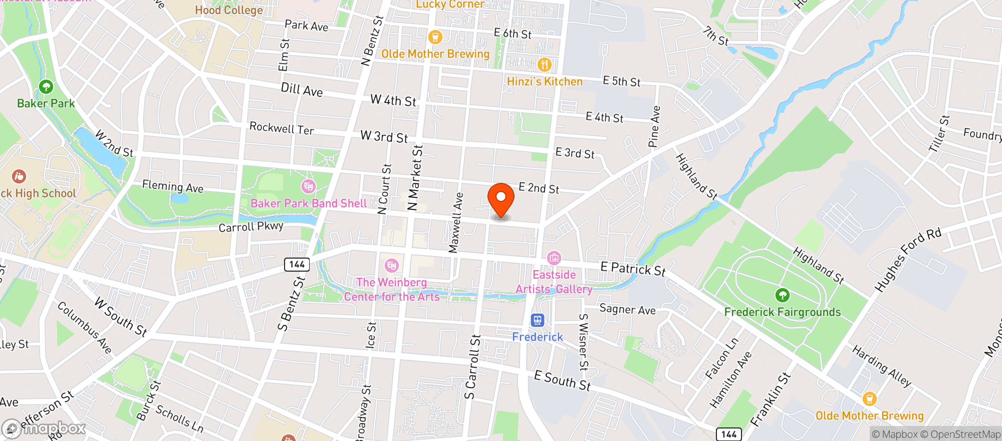 Map showing Visitation Hotel Frederick