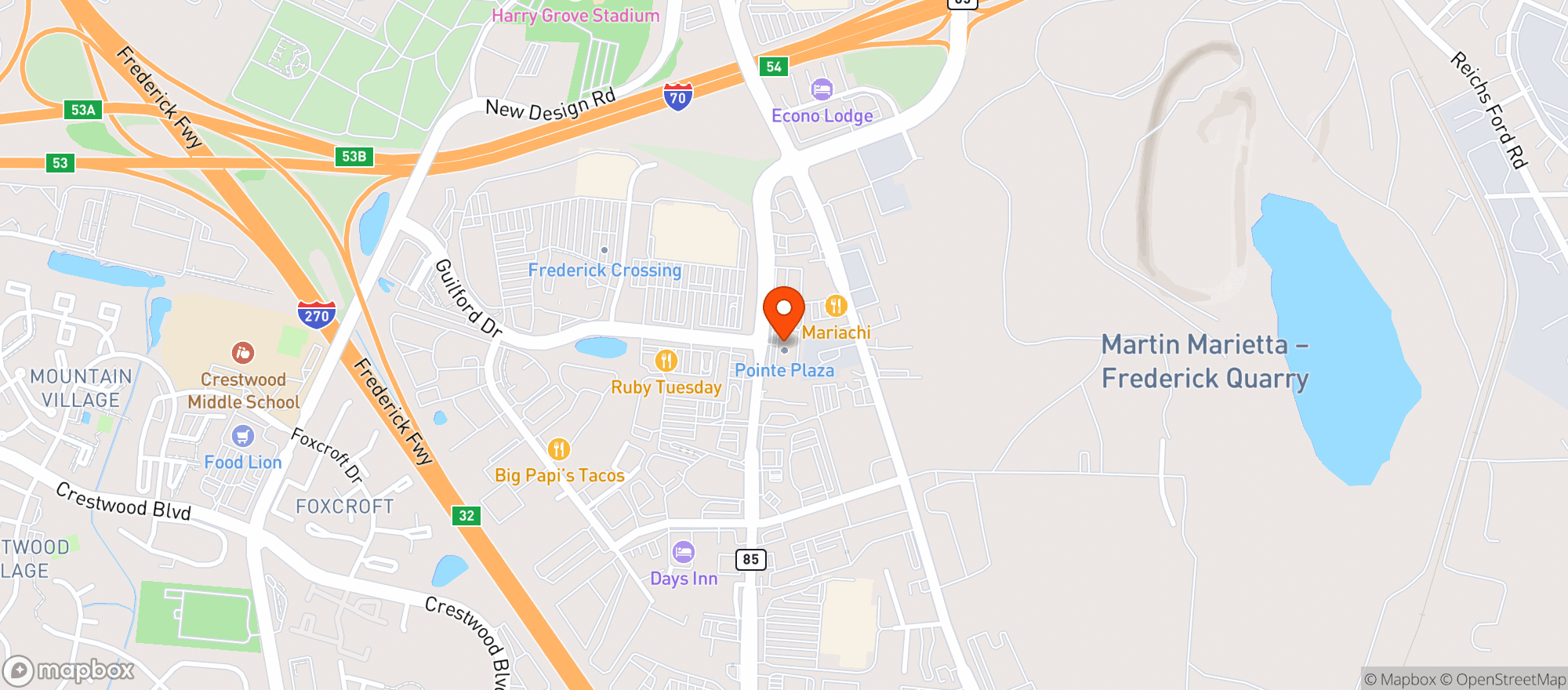 Map showing Evergreen Liquors