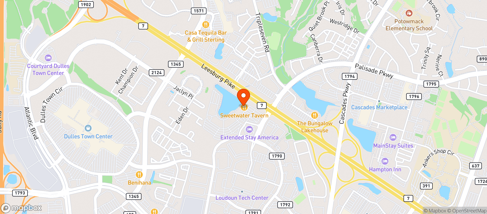 Map showing Sweetwater Tavern