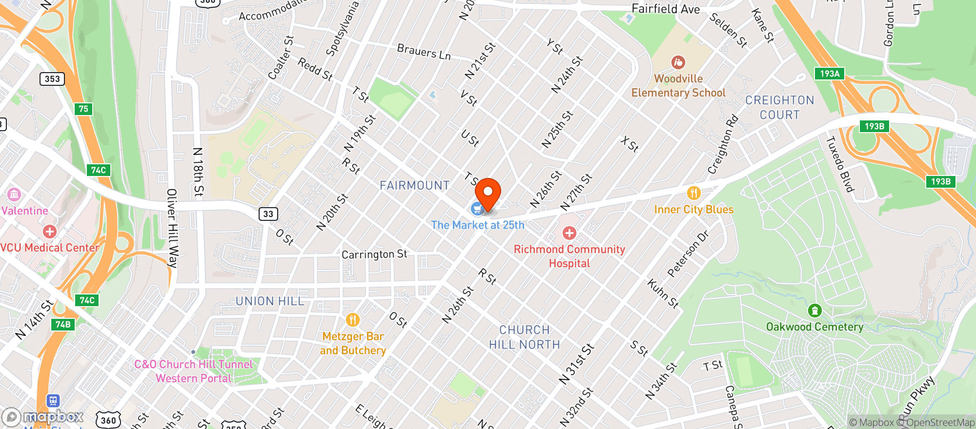 Map showing The Market At 25th
