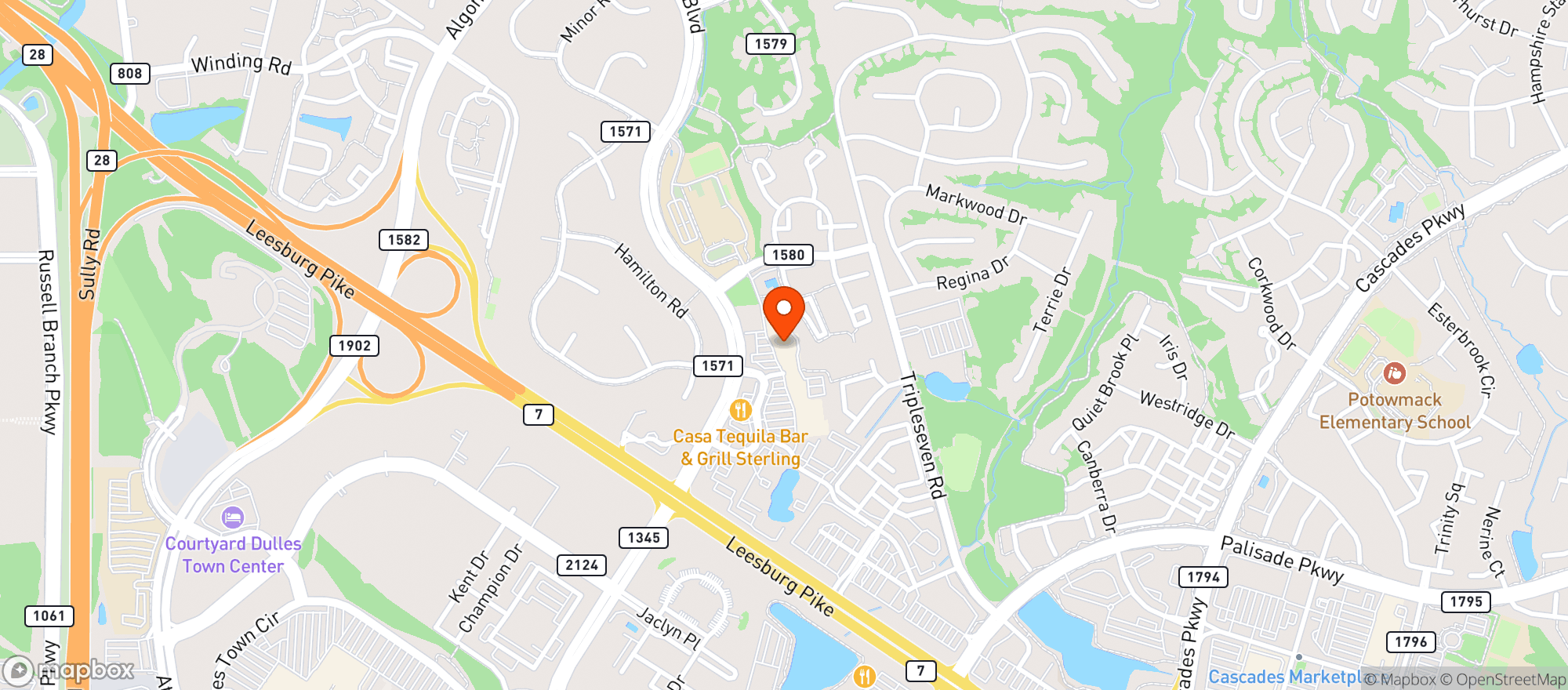 Map showing Cvs