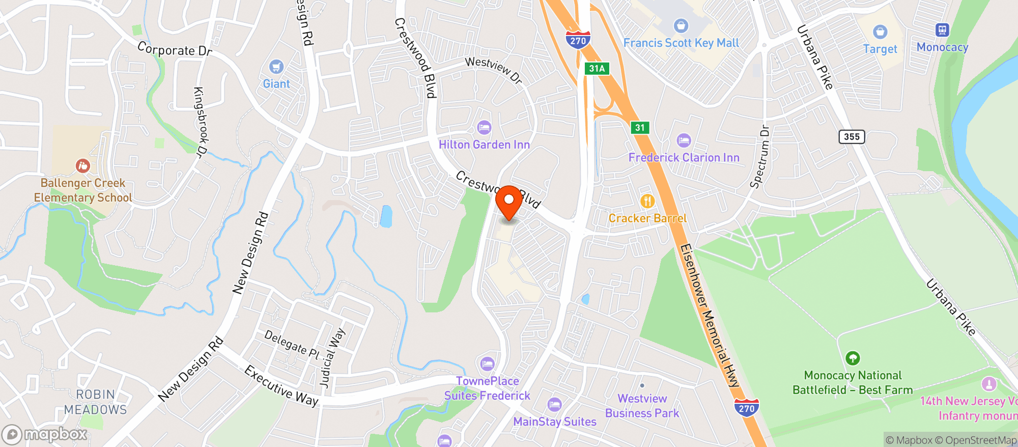 Map showing MOM's Organic Market -  Frederick