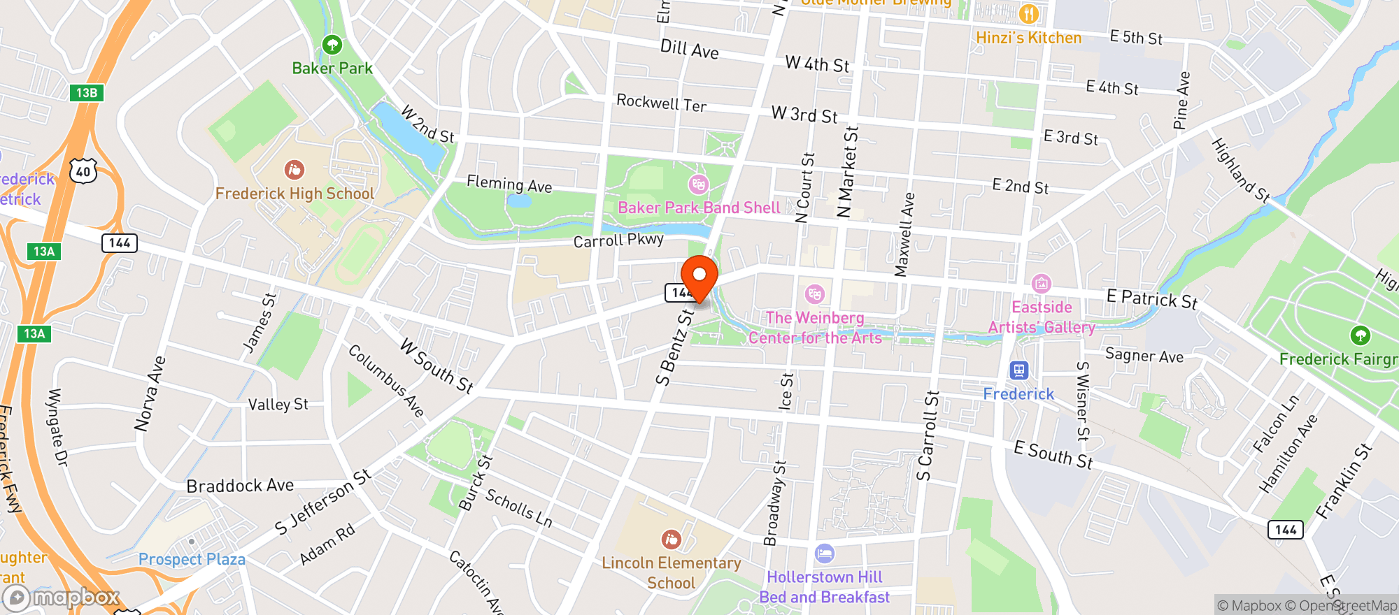 Map showing Bentztown