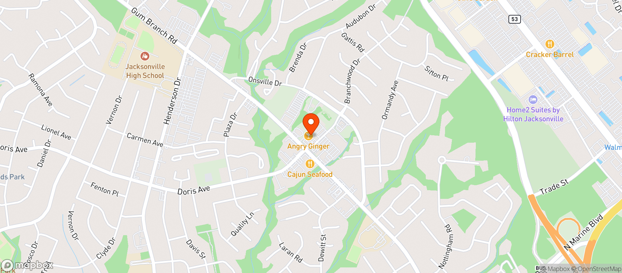 Map showing Angry Ginger Irish Pub