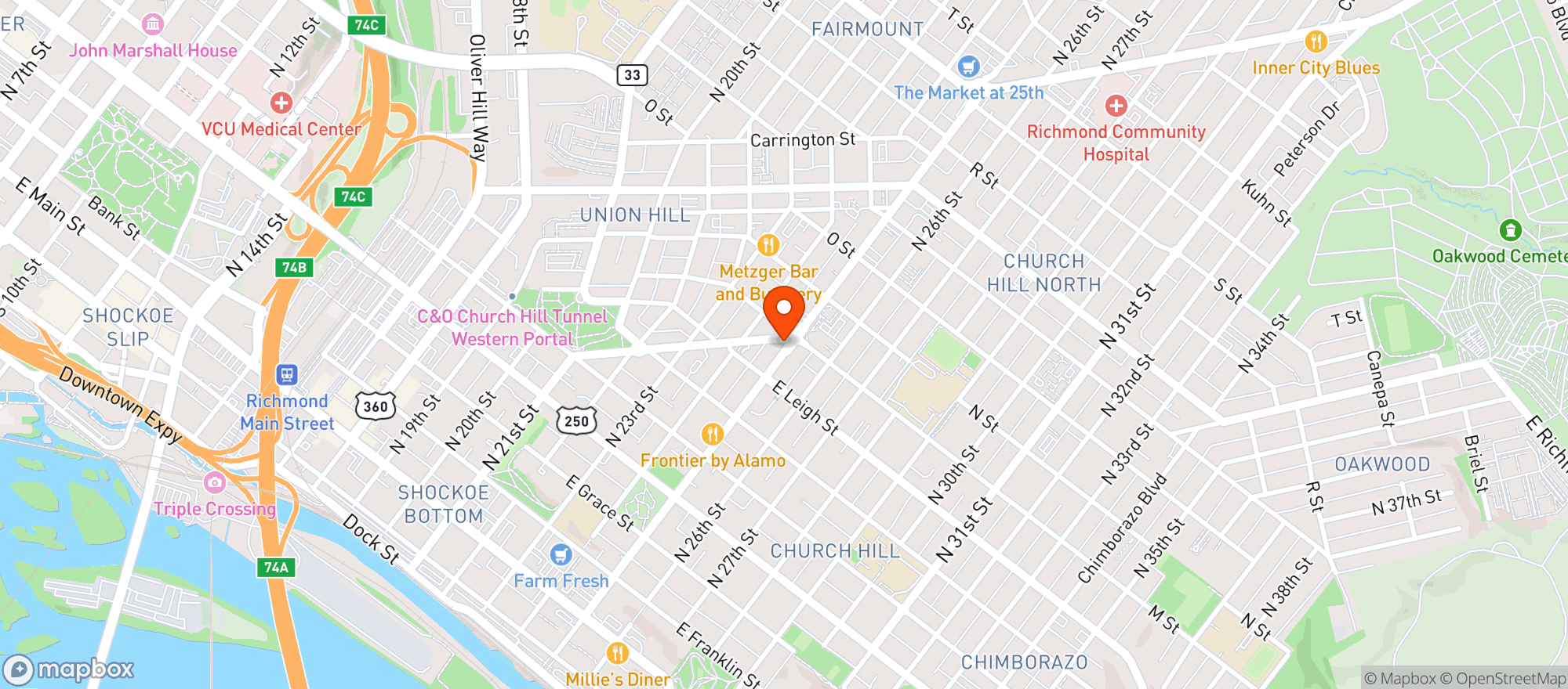 Map showing Sub Rosa Bakery