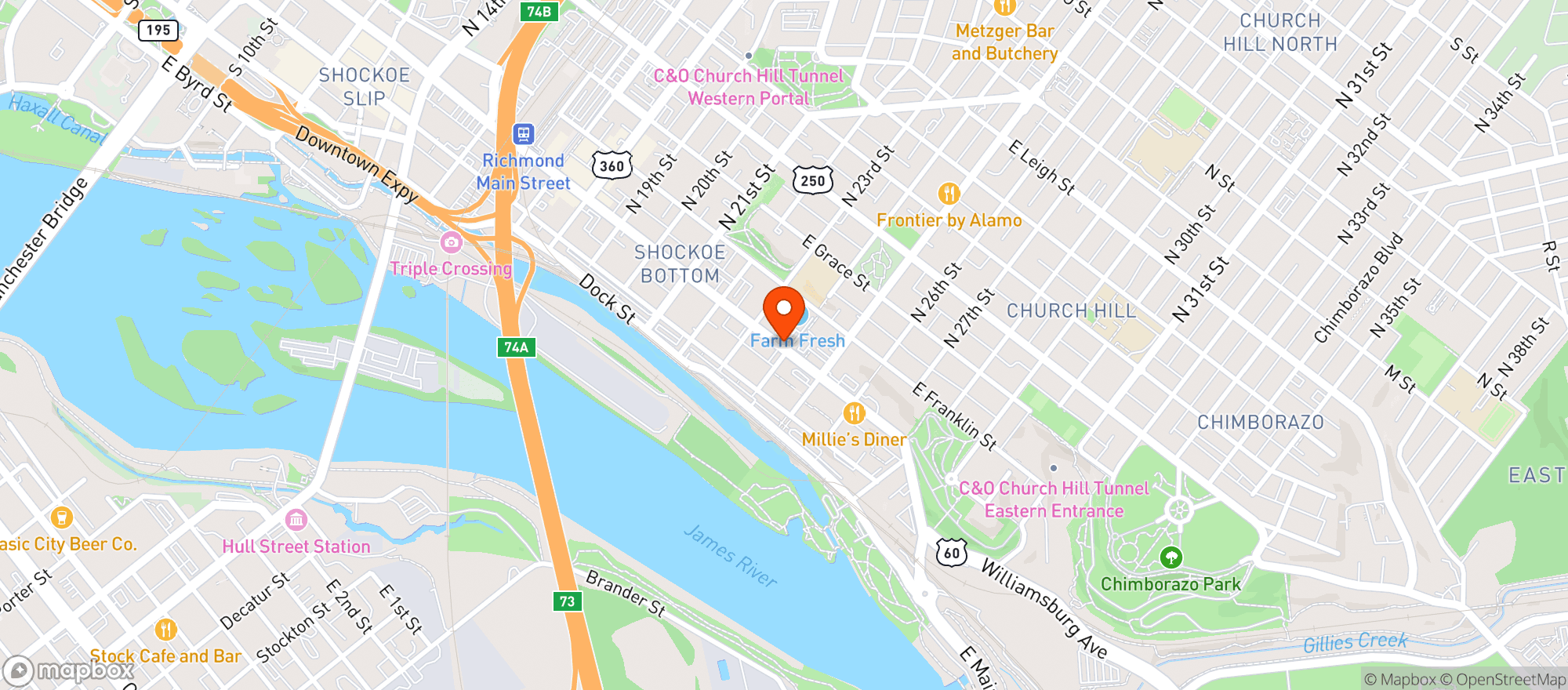 Map showing Farm Fresh