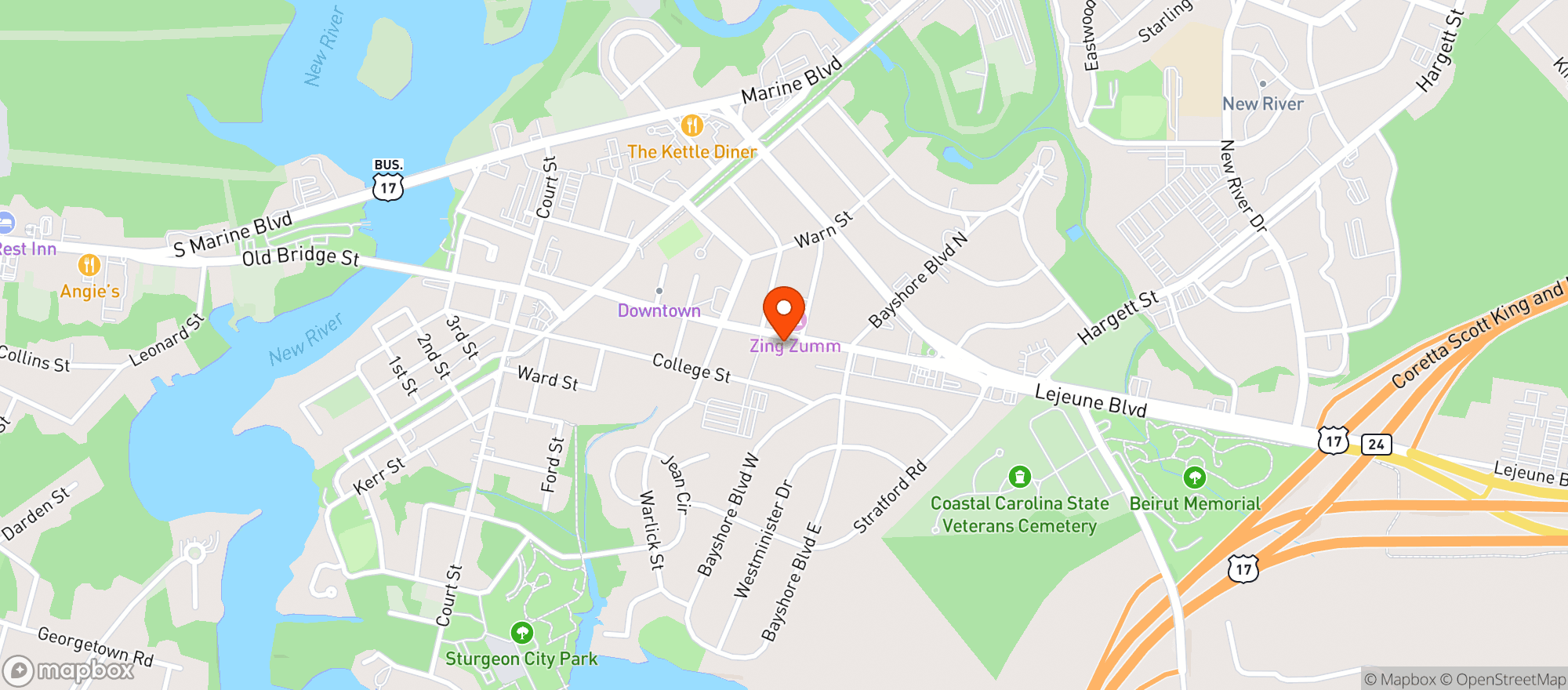 Map showing Bistro 1940 Downtown
