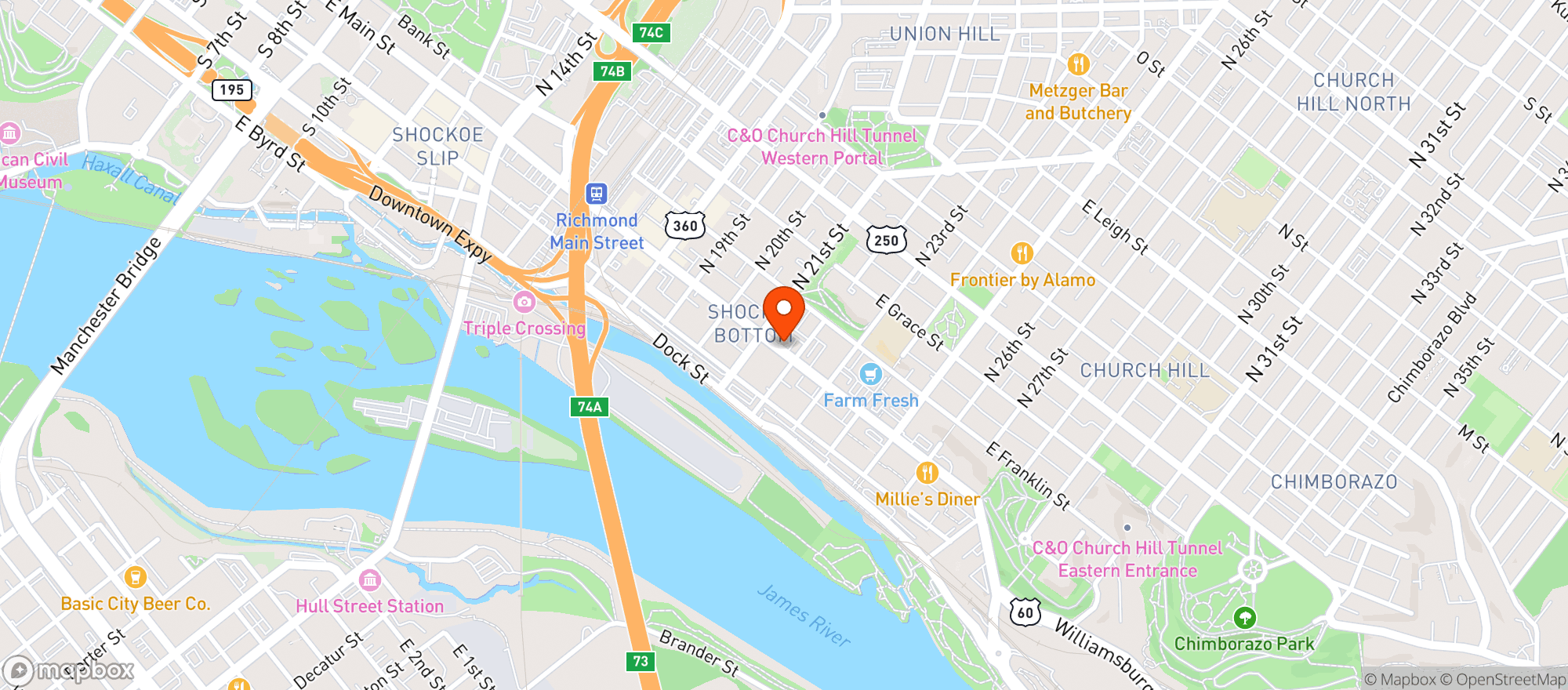 Map showing Honey Whytes All American Cafe