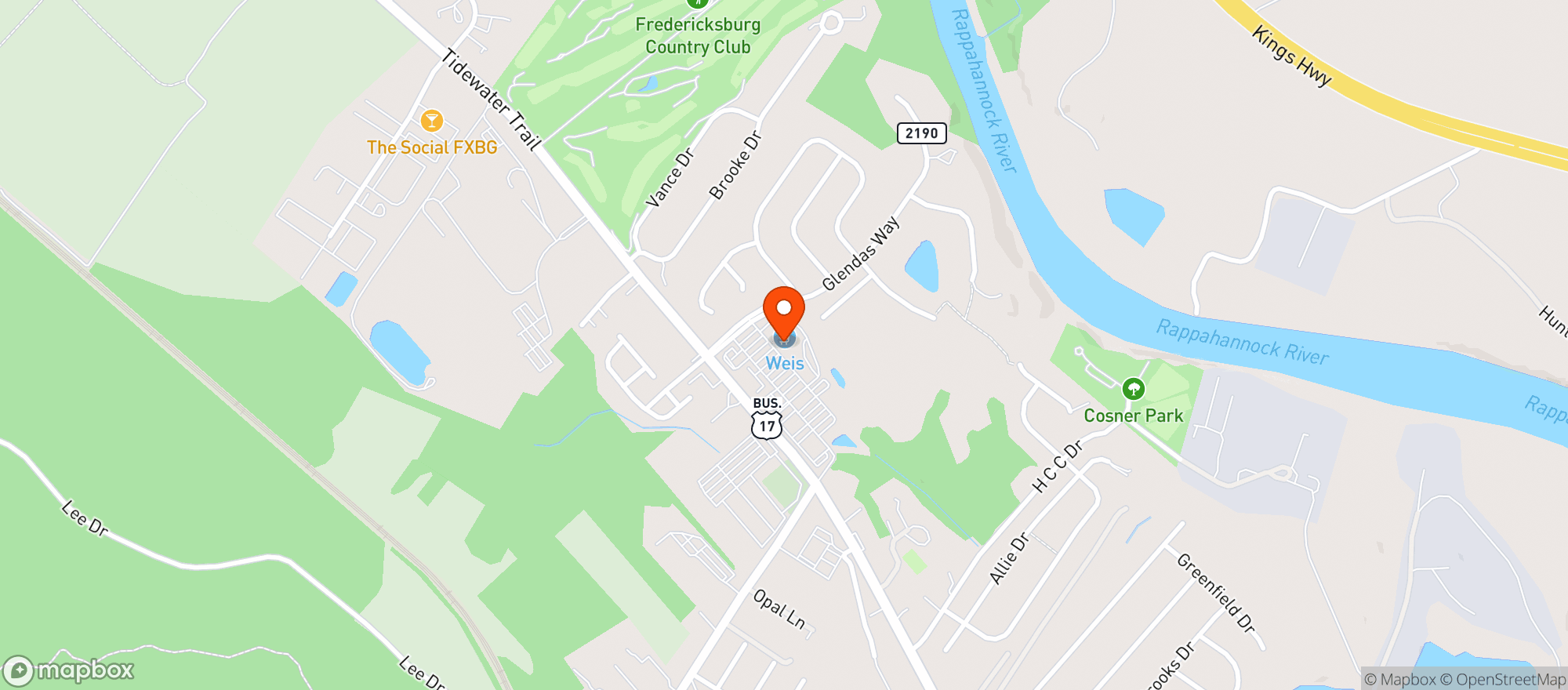 Map showing Weis Markets