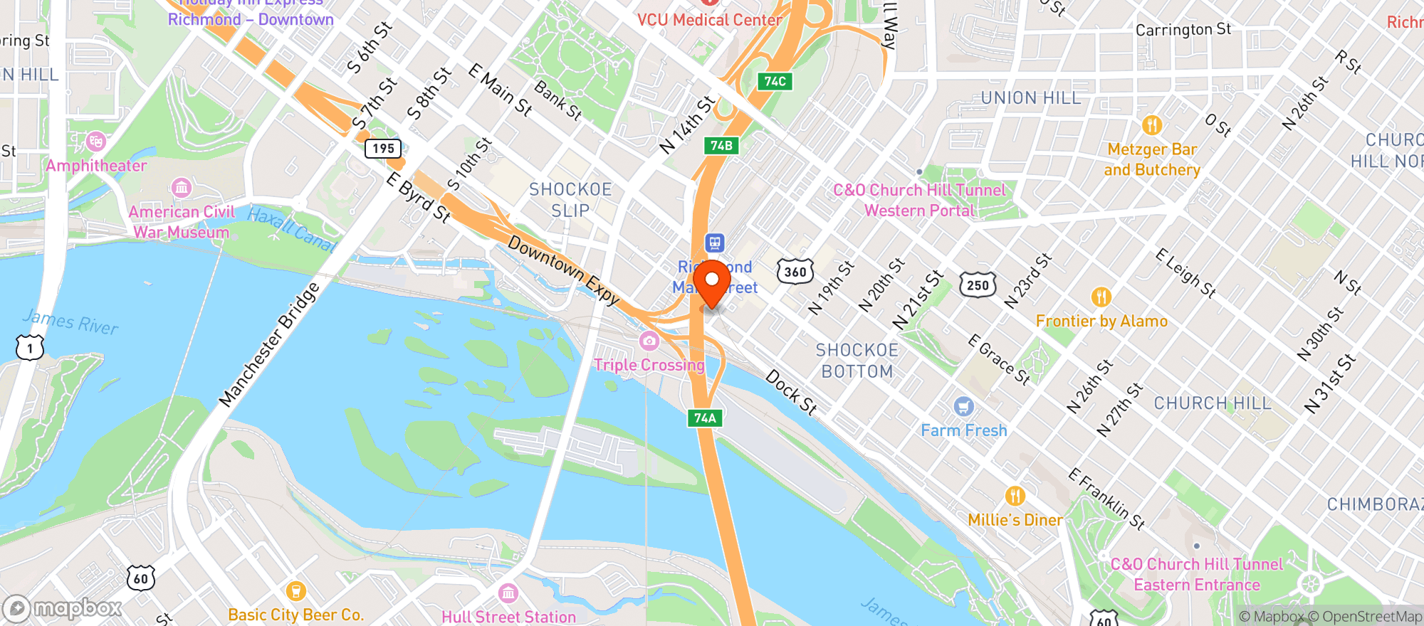 Map showing The Canal Club