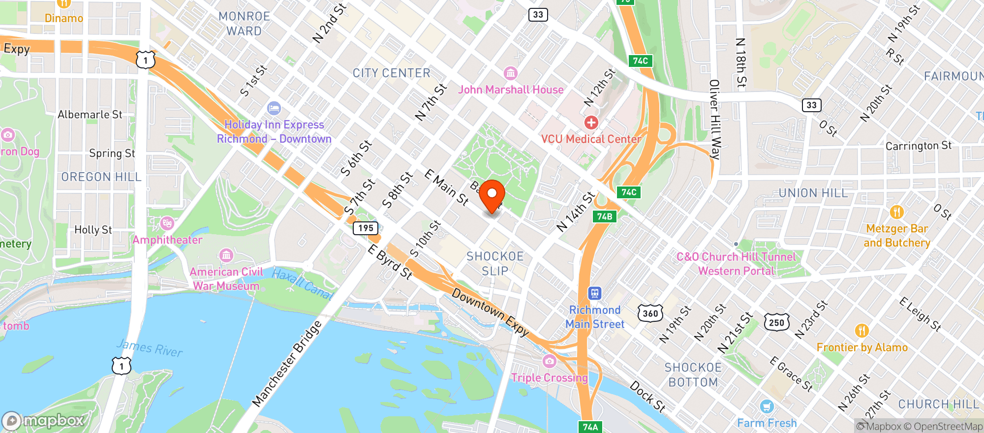 Map showing The Red Bar & Lounge