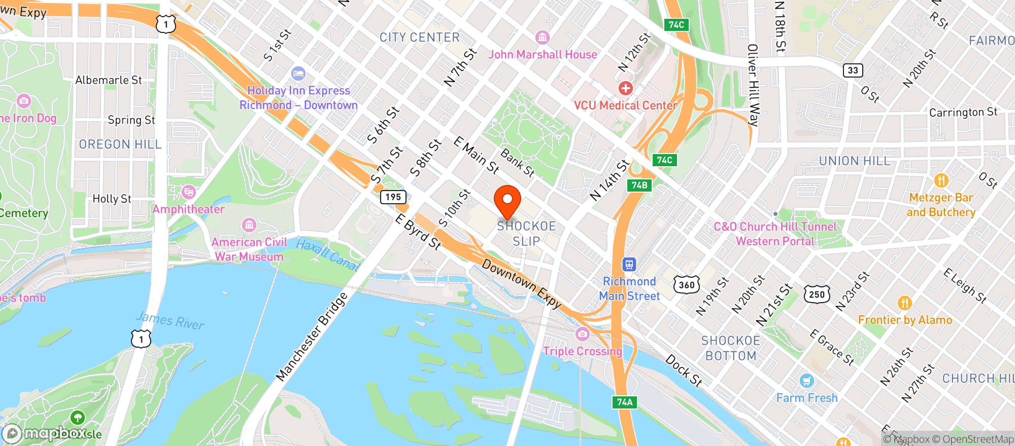 Map showing Tobacco Company Restaurant