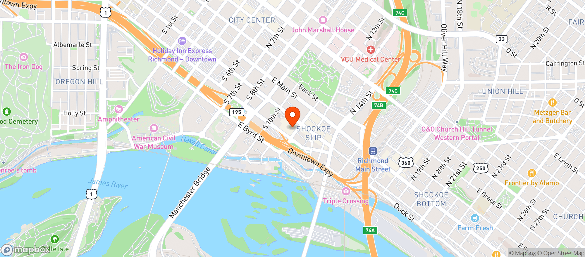 Map showing Omni Hotel