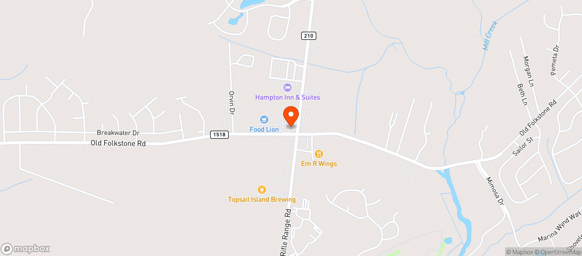 Map showing C Check #1 - Sneads Ferry