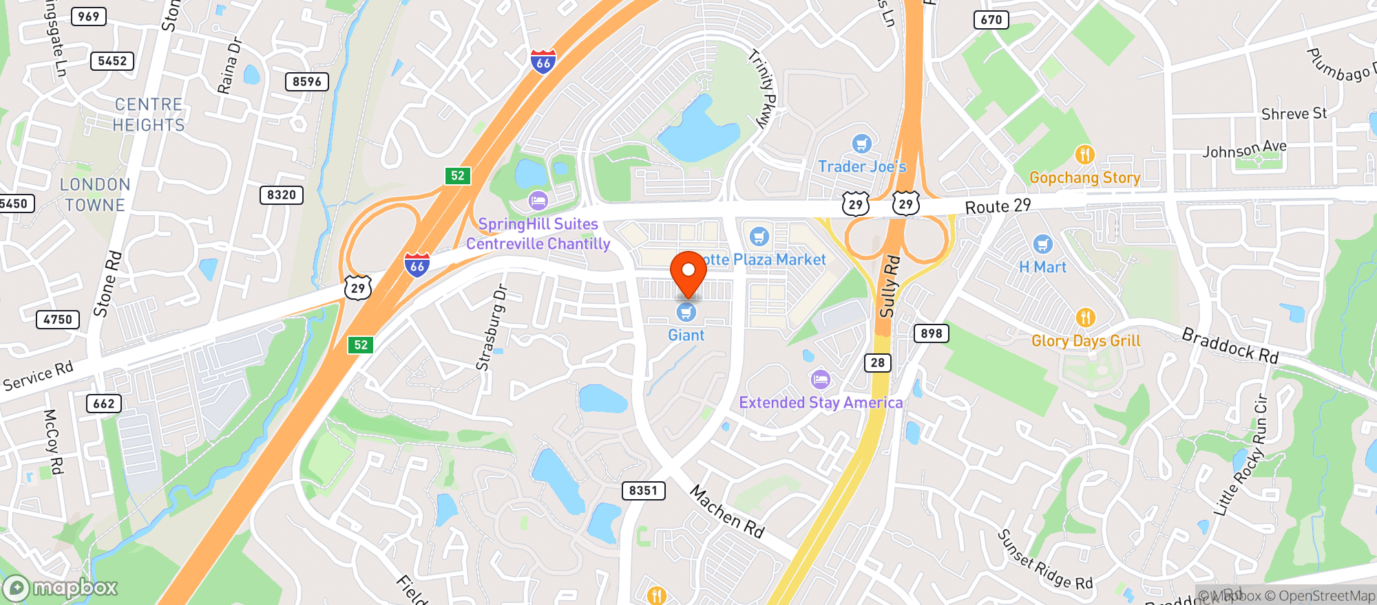 Map showing Giant Food - Centreville