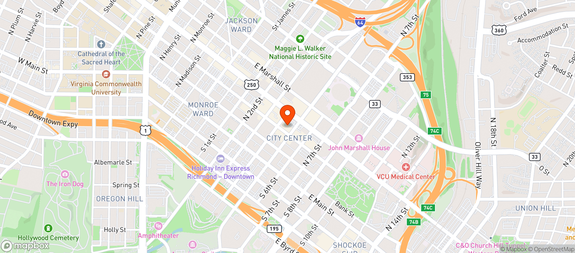 Map showing Julep's New Southern Cuisine