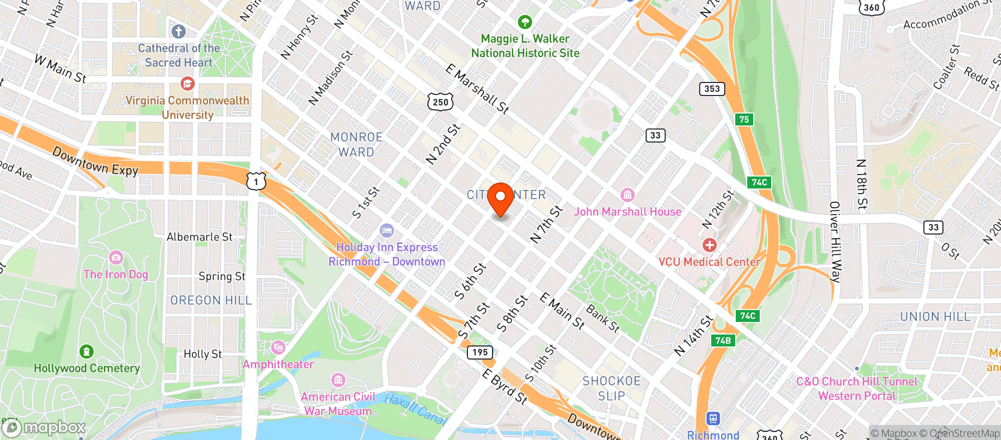 Map showing Hotel Greene