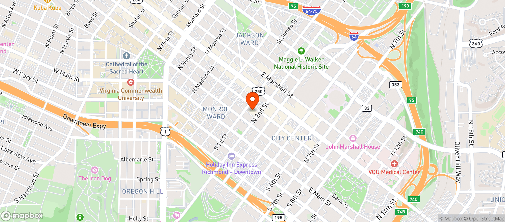 Map showing Kohlmanns Grocery