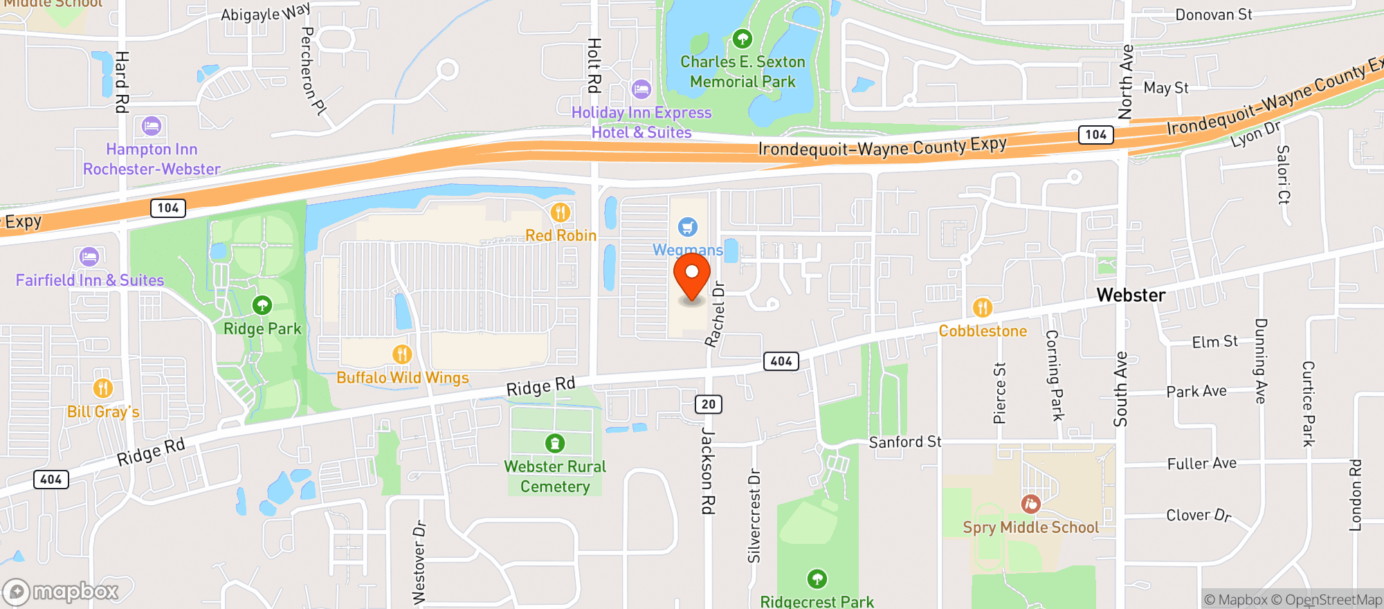 Map showing Webster Central Liquor