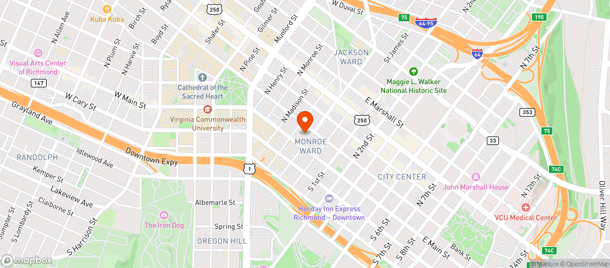 Map showing Jefferson Hotel