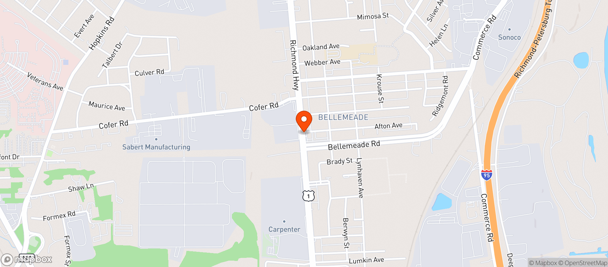 Map showing S & S Fast Mart & Deli