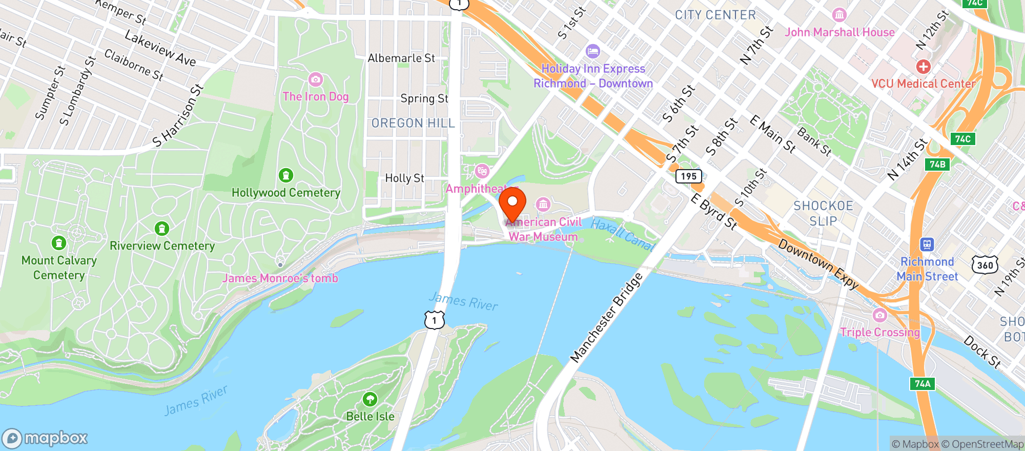 Map showing Allianz Amphitheater At Riverfront