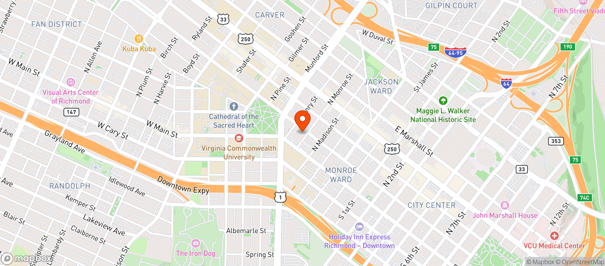 Map showing Commonwealth Club