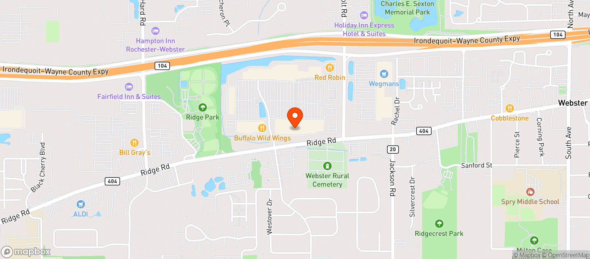 Map showing Target - Webster