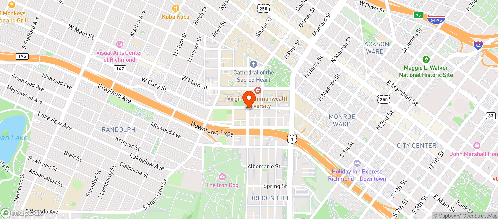 Map showing 821 Bakery Cafe