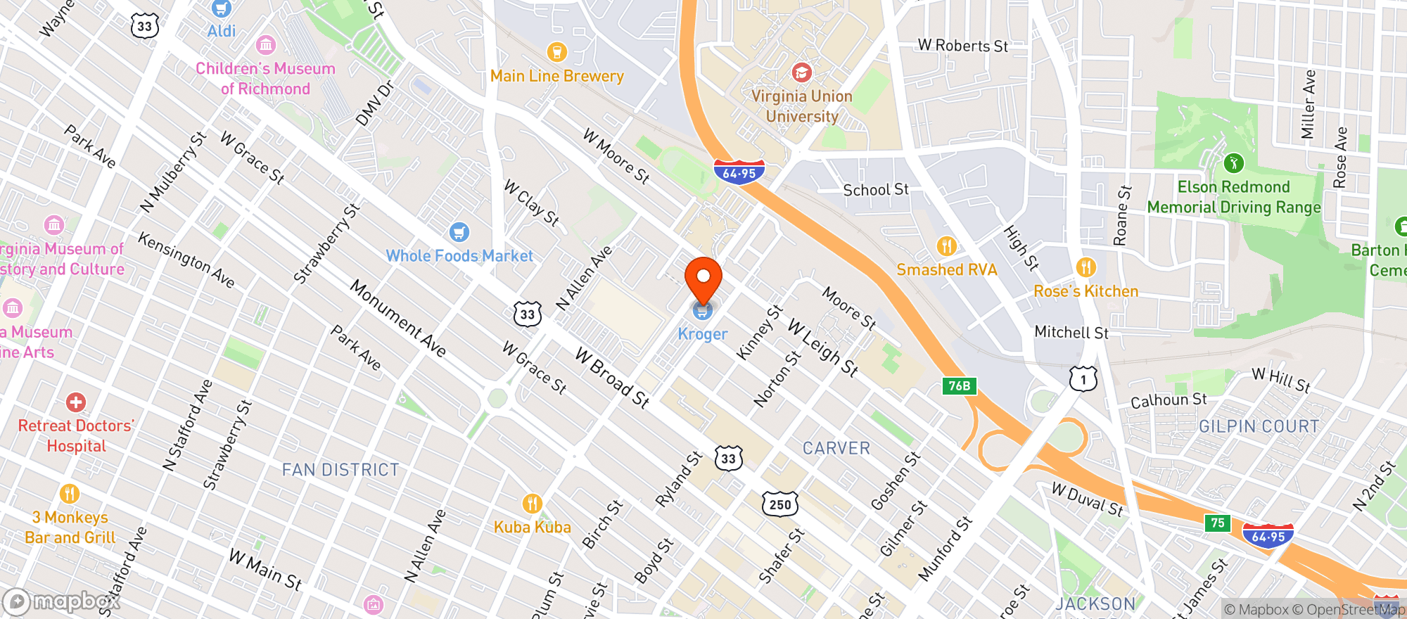 Map showing Kroger