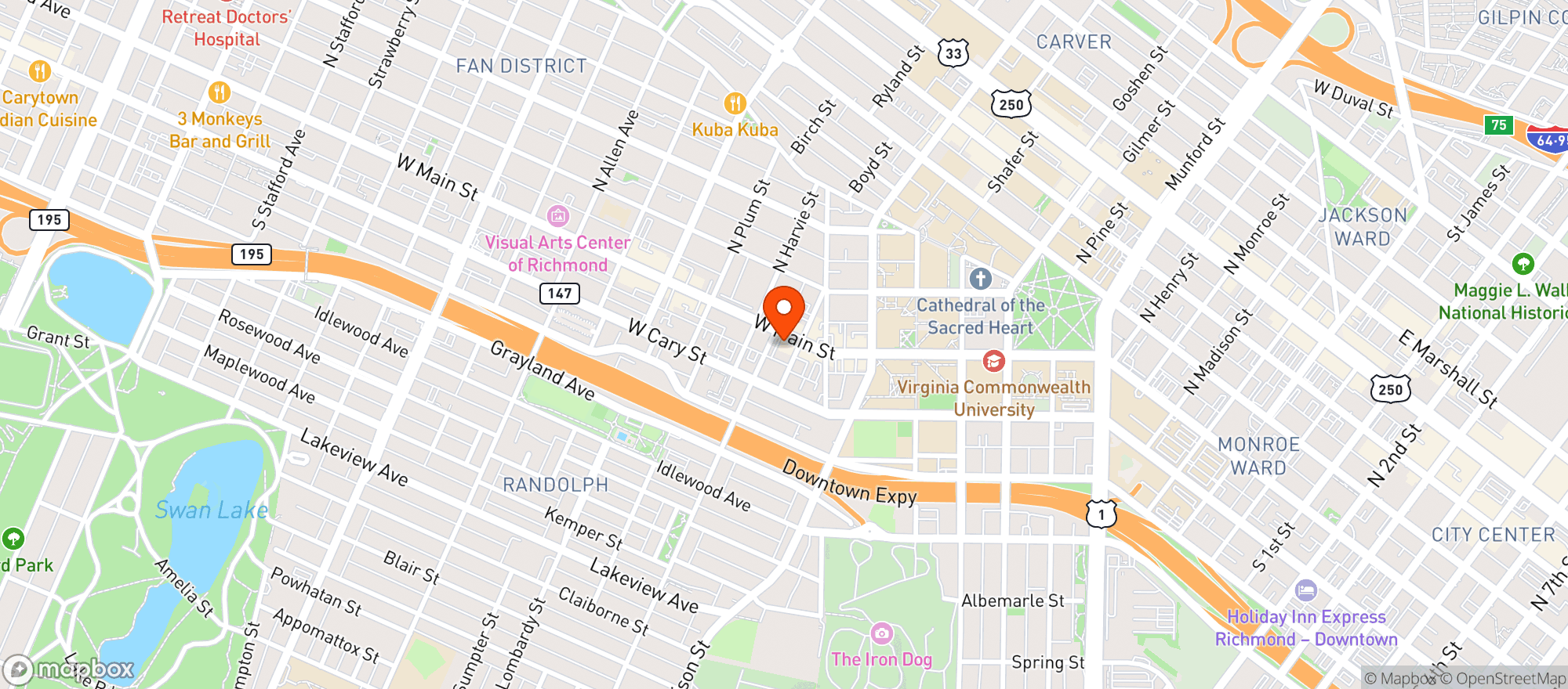 Map showing City Dogs Fan