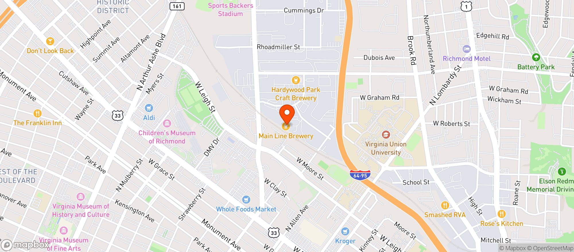 Map showing Main Line Brewery