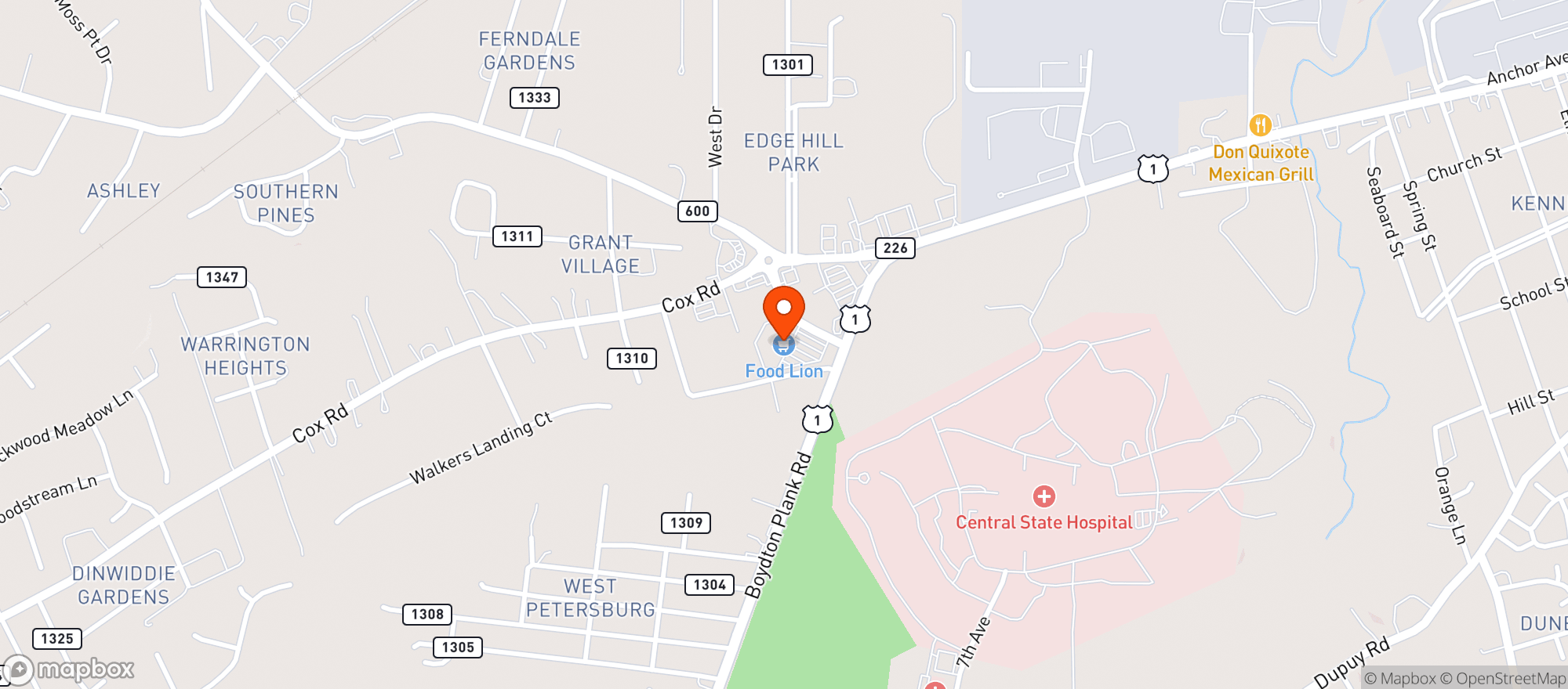 Map showing Food Lion #997