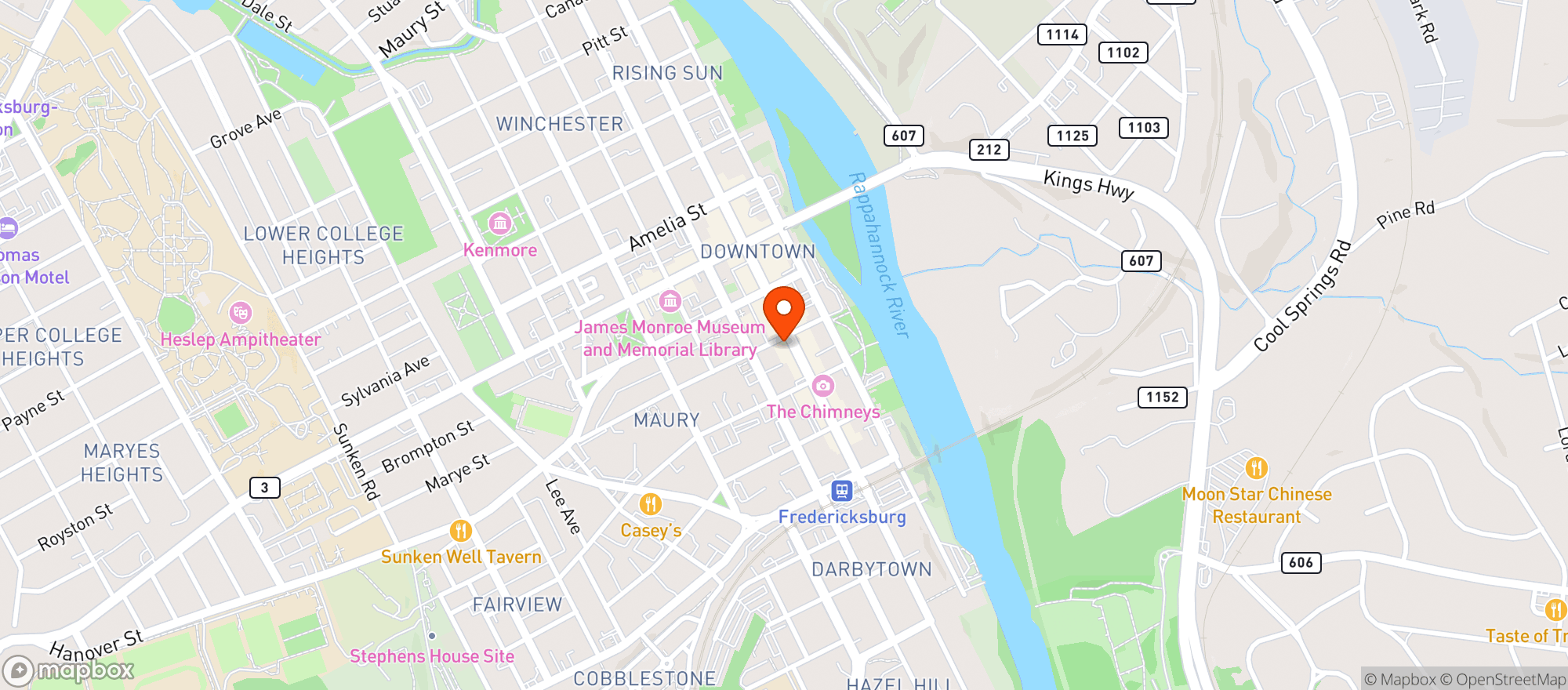 Map showing J Brians Tap Room