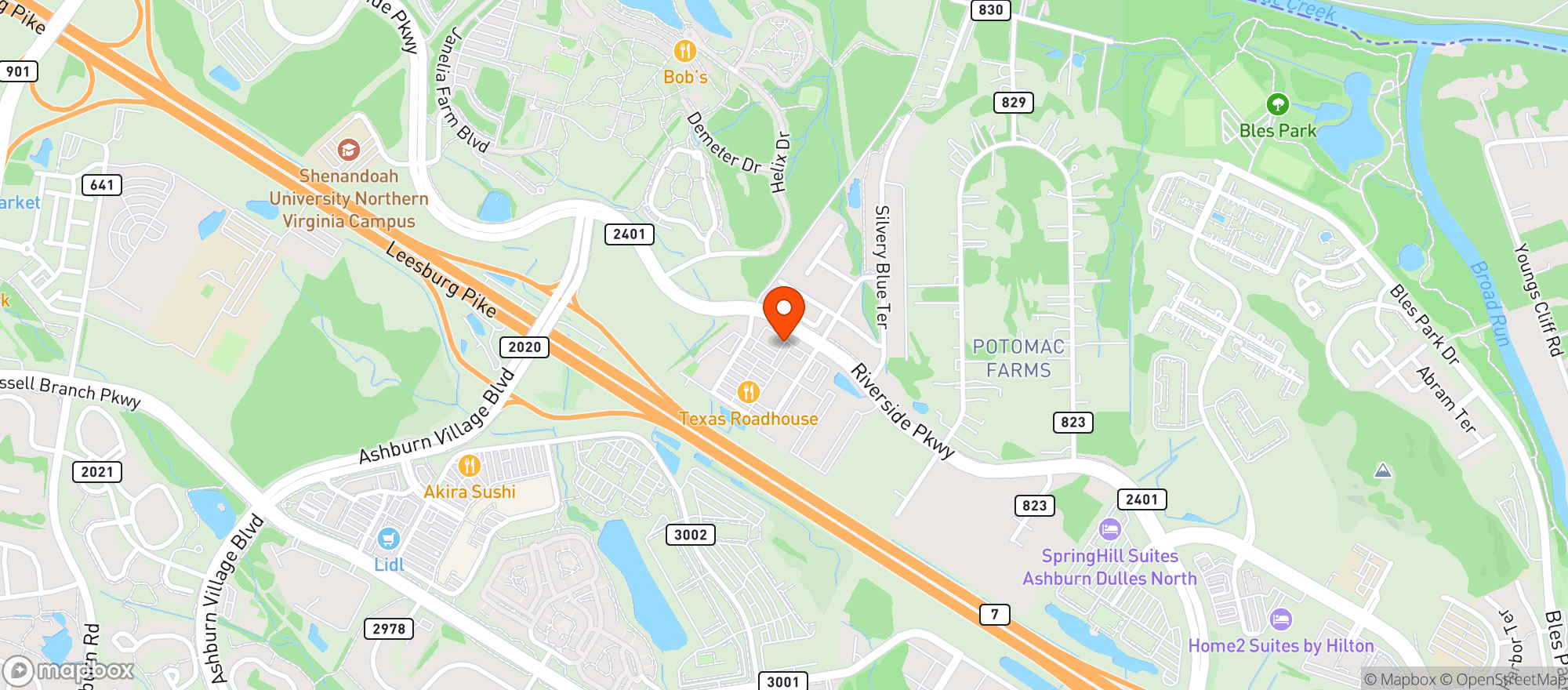 Map showing Route 7 Brewing