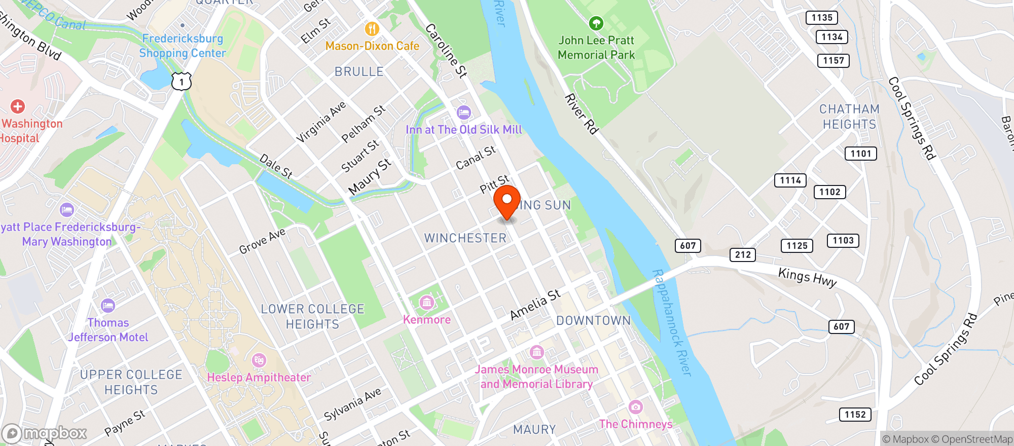 Map showing Happy Endings Bar & Grill