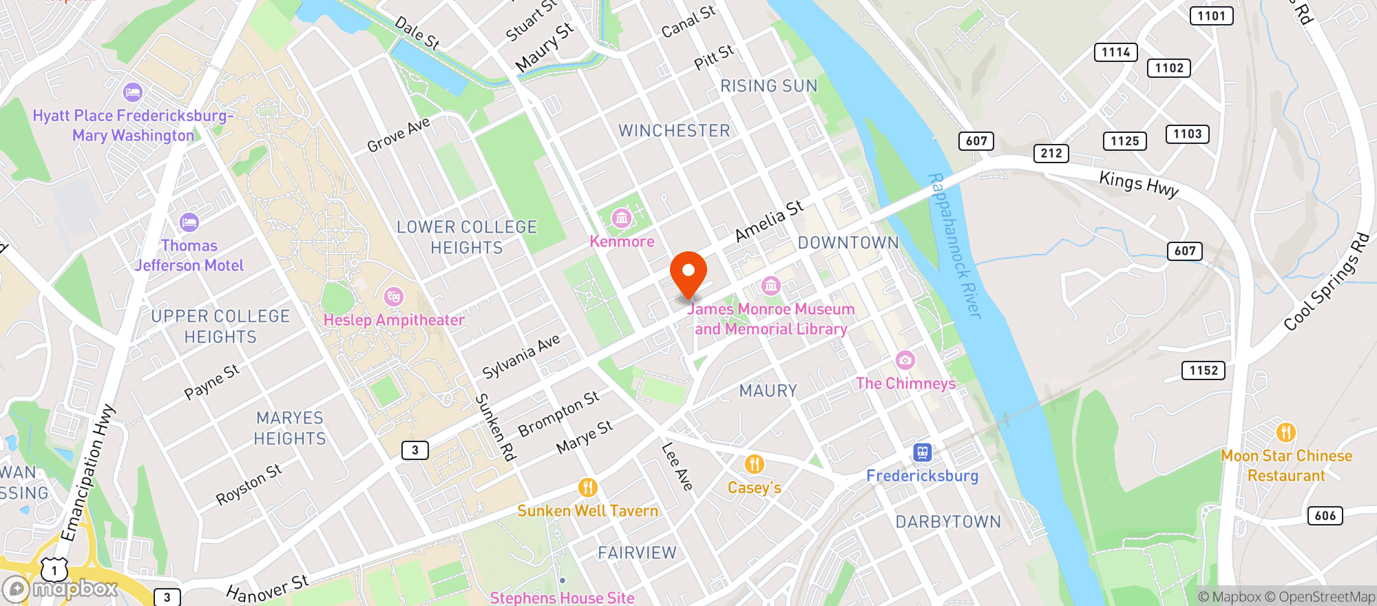 Map showing Harrys Downtown