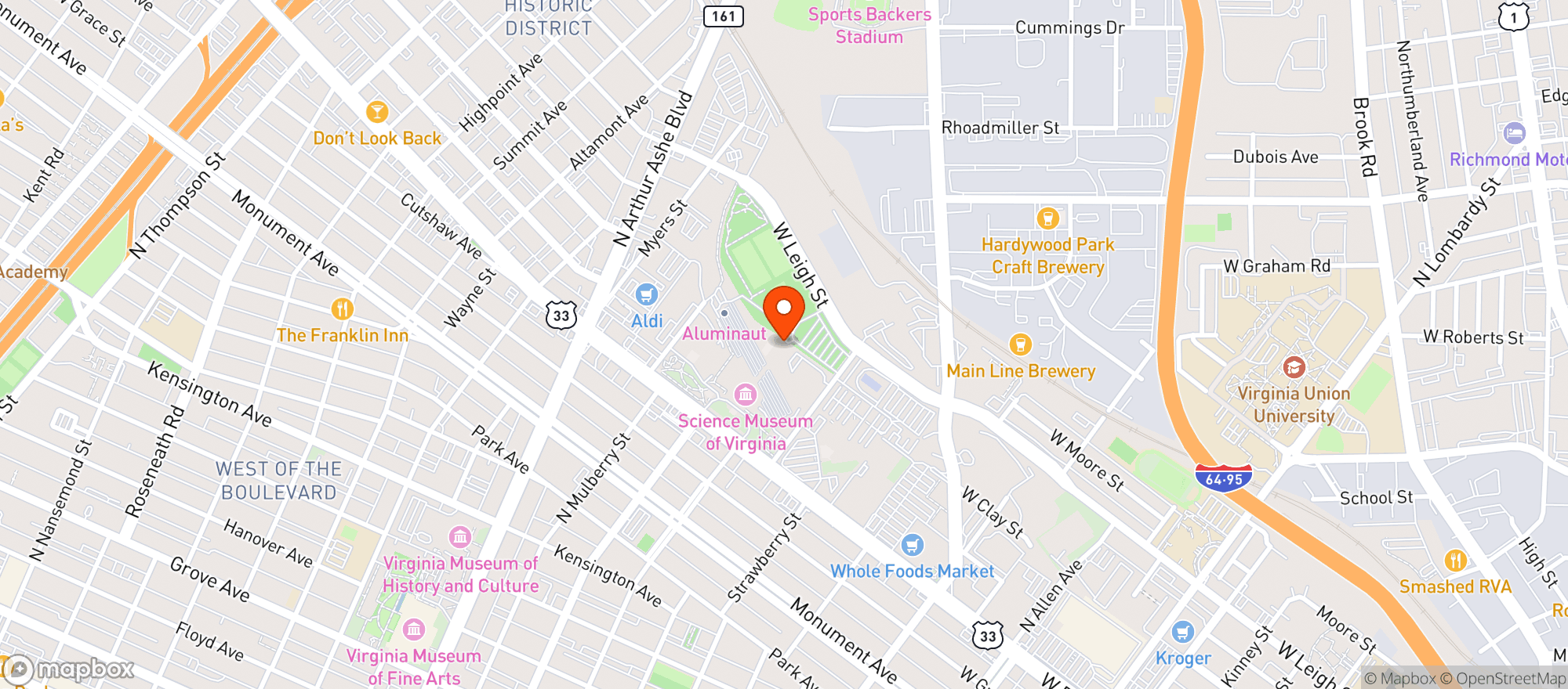 Map showing Dewey Gottwald Center
