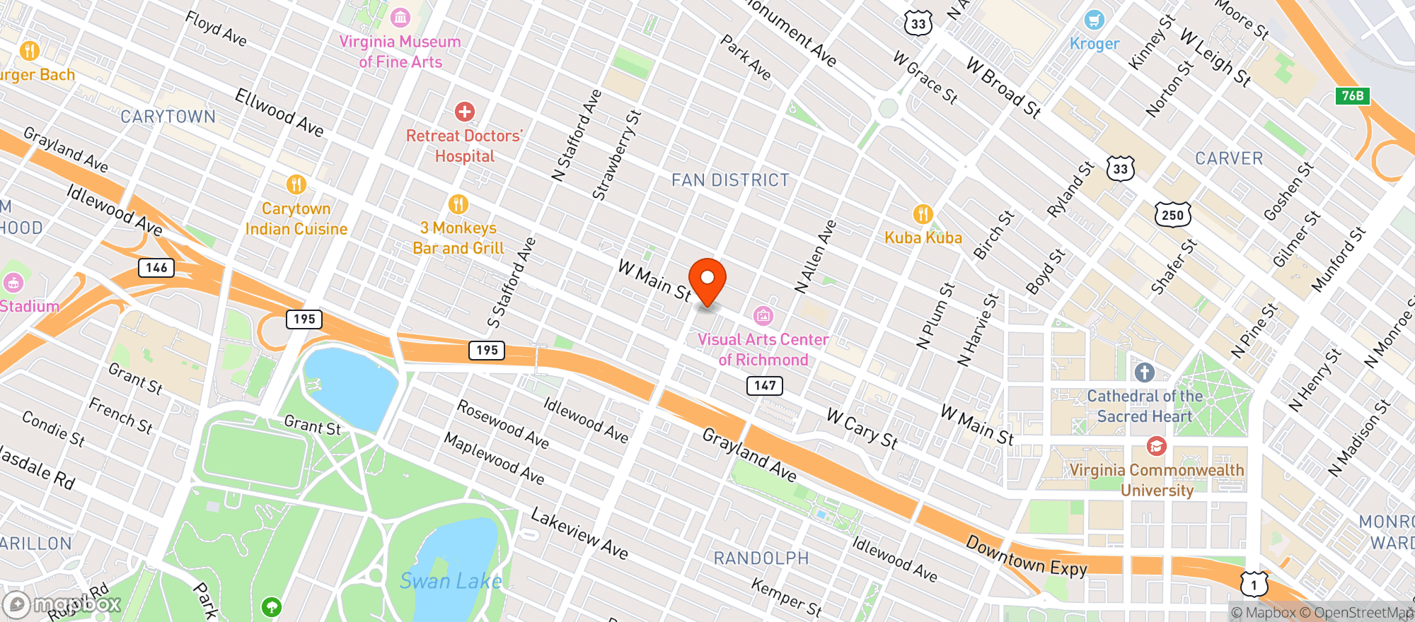 Map showing Sky Box Sports Lounge