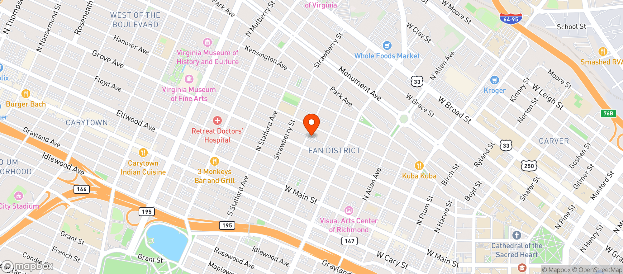 Map showing Joes Inn