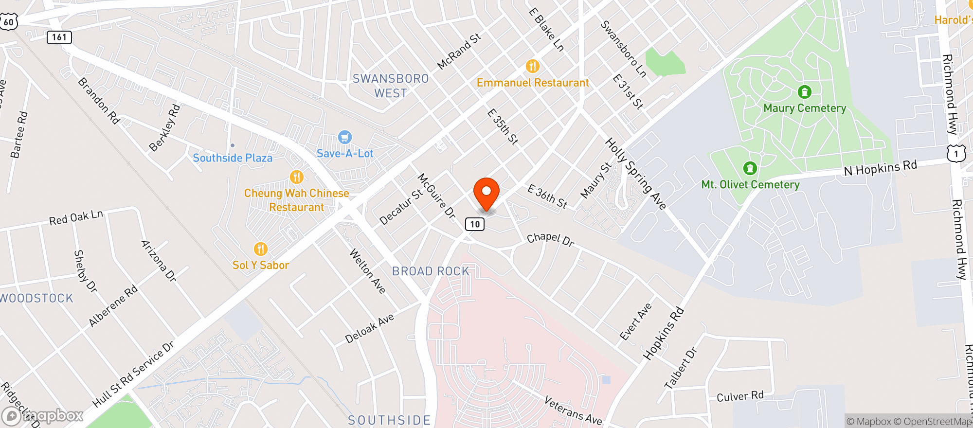Map showing Red Mini Mart
