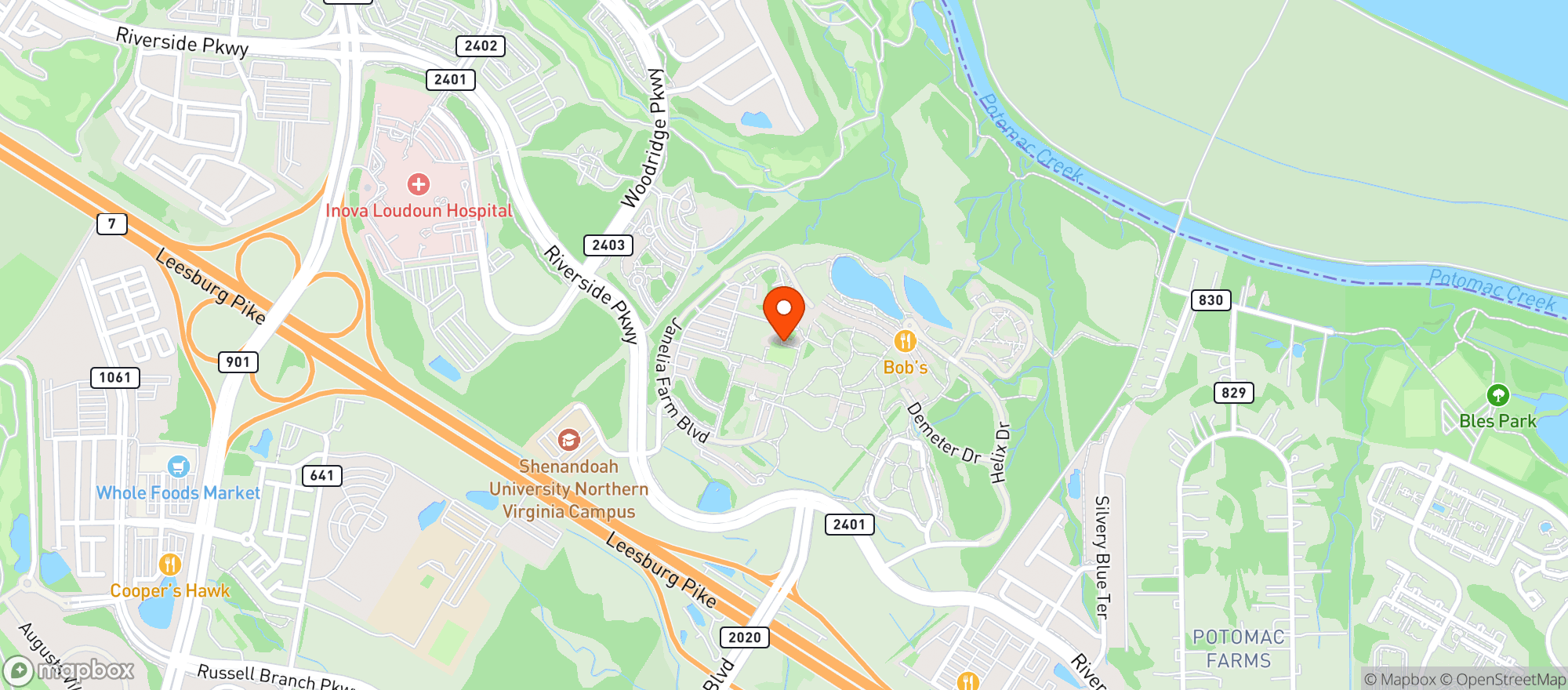 Map showing Aramark-howard Hughes Medical Insti