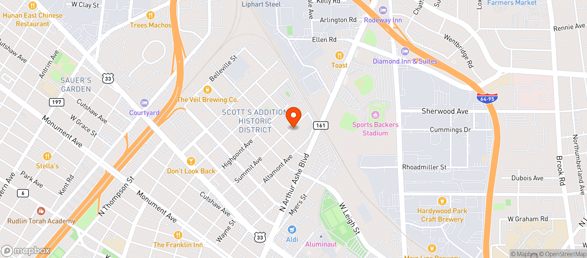 Map showing Afterglow Coffee