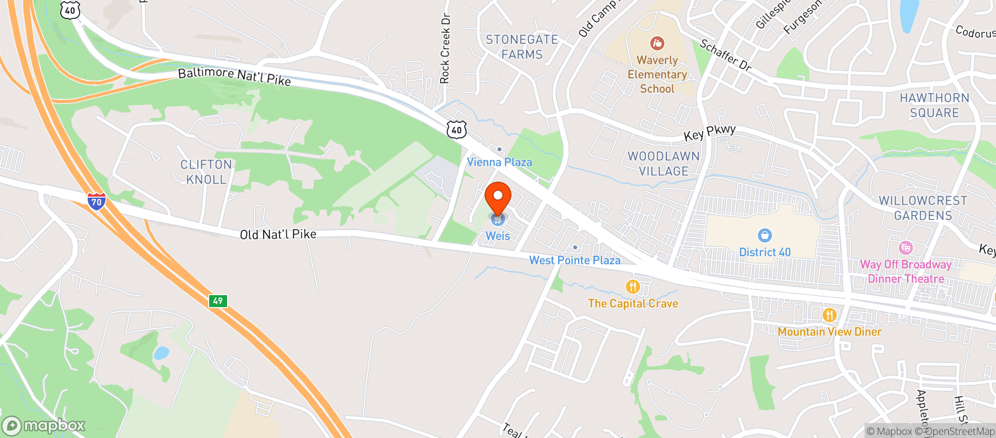 Map showing Weis Markets #100