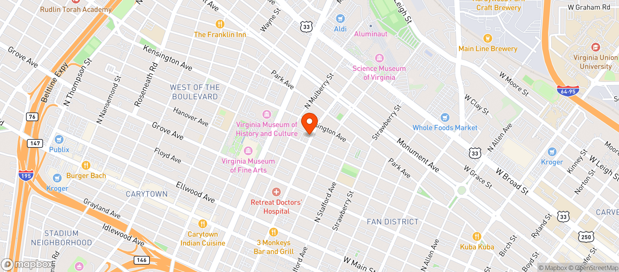 Map showing Robinson Street Market