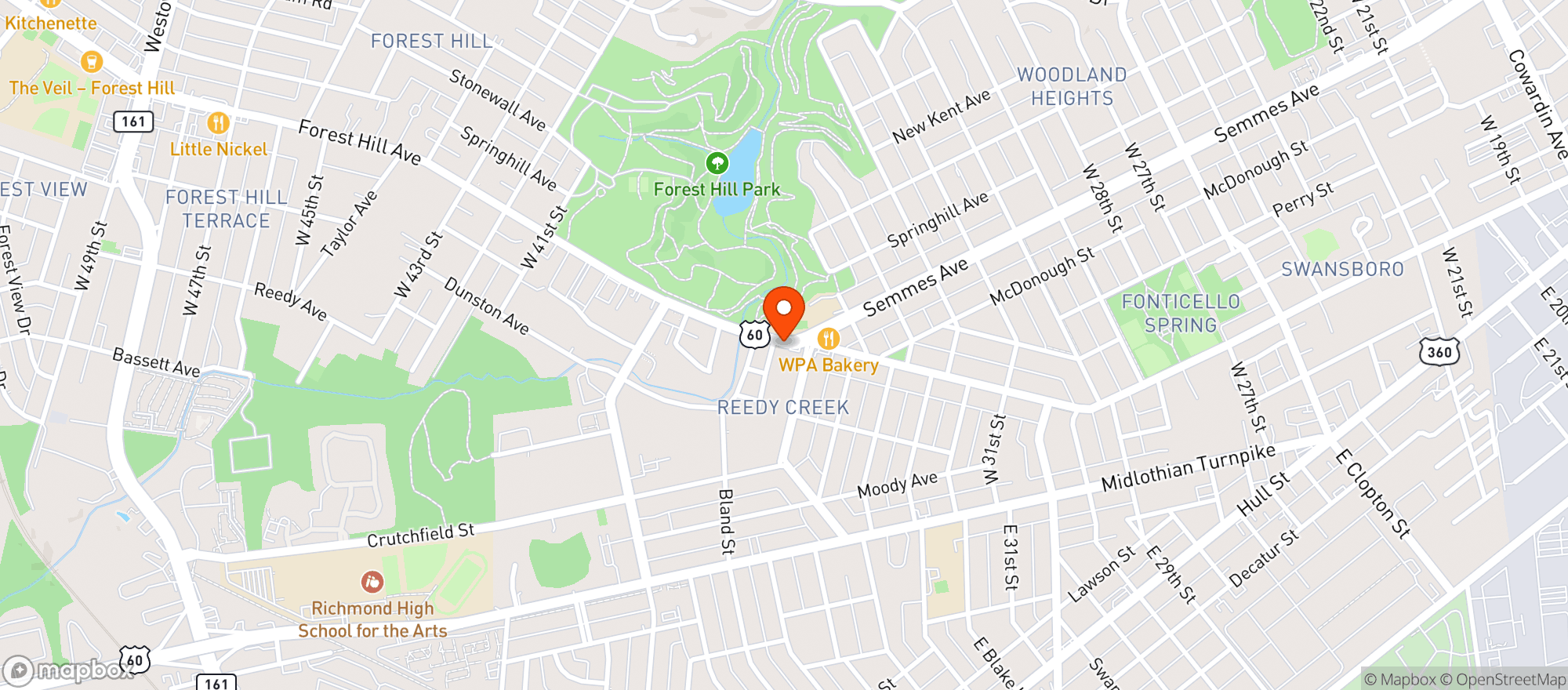 Map showing Thirstys Bar & Grill