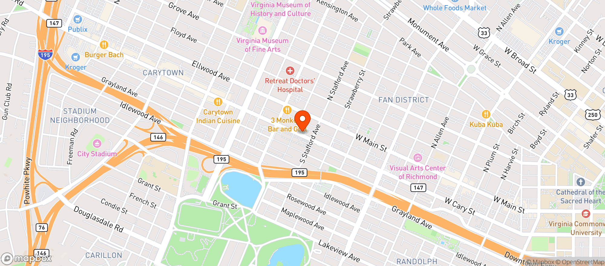 Map showing City Beach