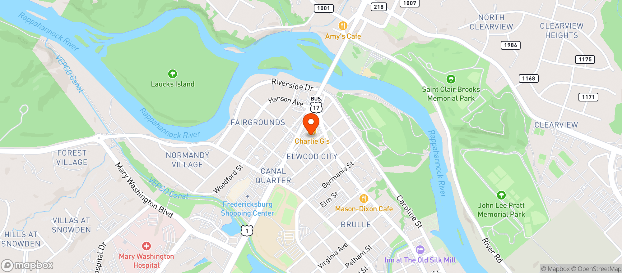 Map showing Fredericksburg Food Coop